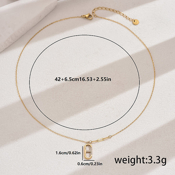 Collares colgantes ovalados de circonita cúbica pavé de acero inoxidable