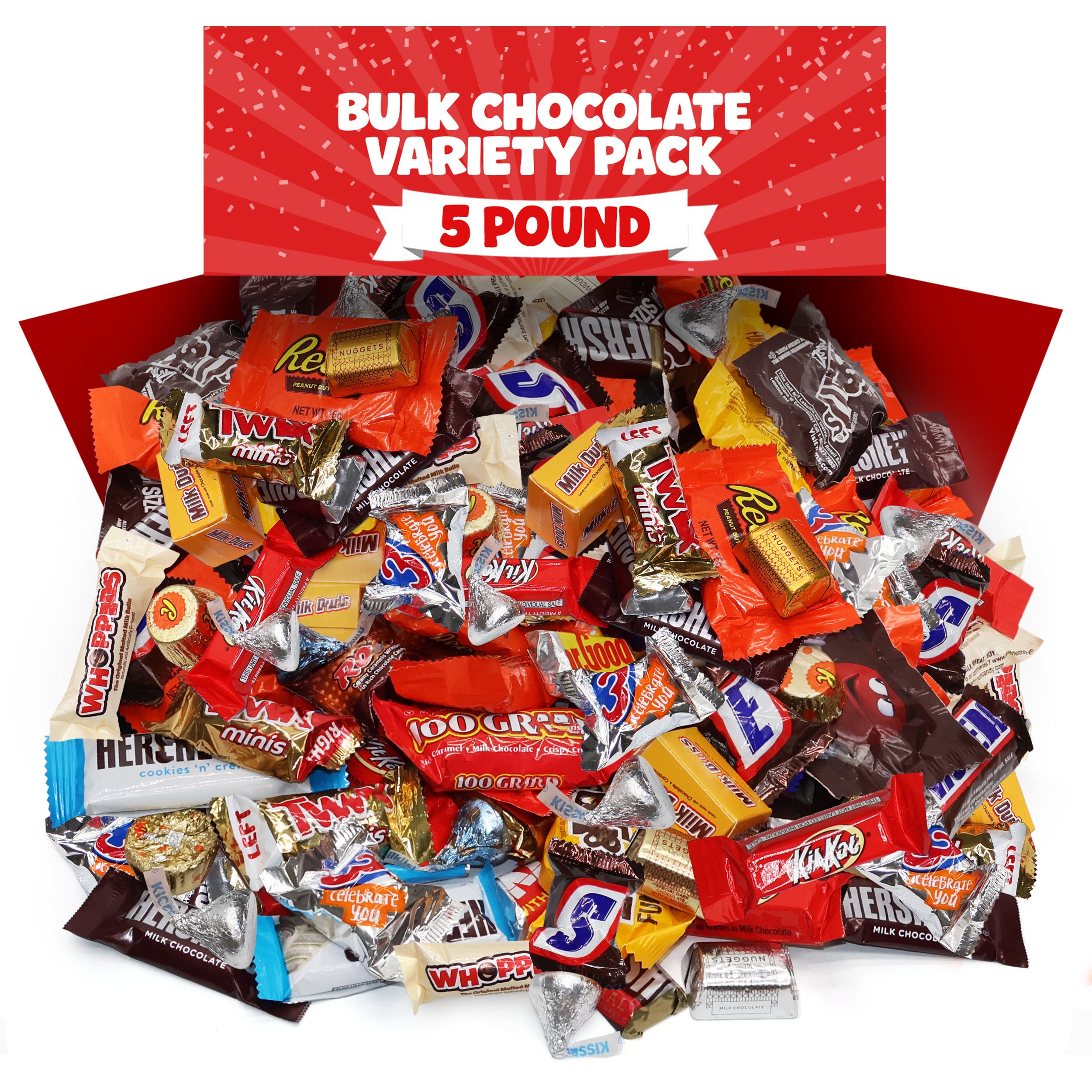 TEMU 5lb Bulk Chocolate Candy Variety Pack – Individually Wrapped Assorted Chocolate Candies For Parties, Office Snacks, Candy Buffets & Treats