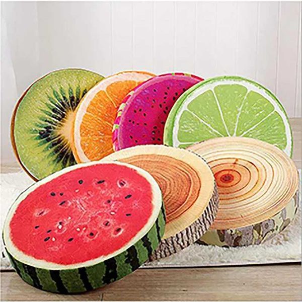 Cute round Woods Grain Soft plush chair seat cushion pillow home car decor stump shaped decorative pillowsXJ250102