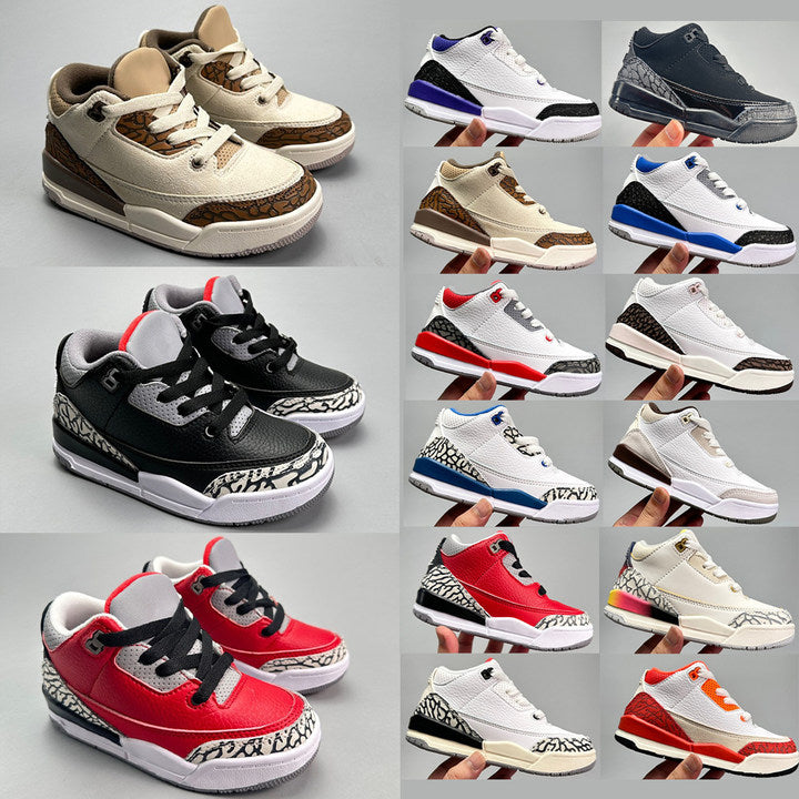 3s kids shoes Toddlers boys Basketball 3 sneakers girls boy Game black white blue designer kid sneaker Athletic Infants size 24-35