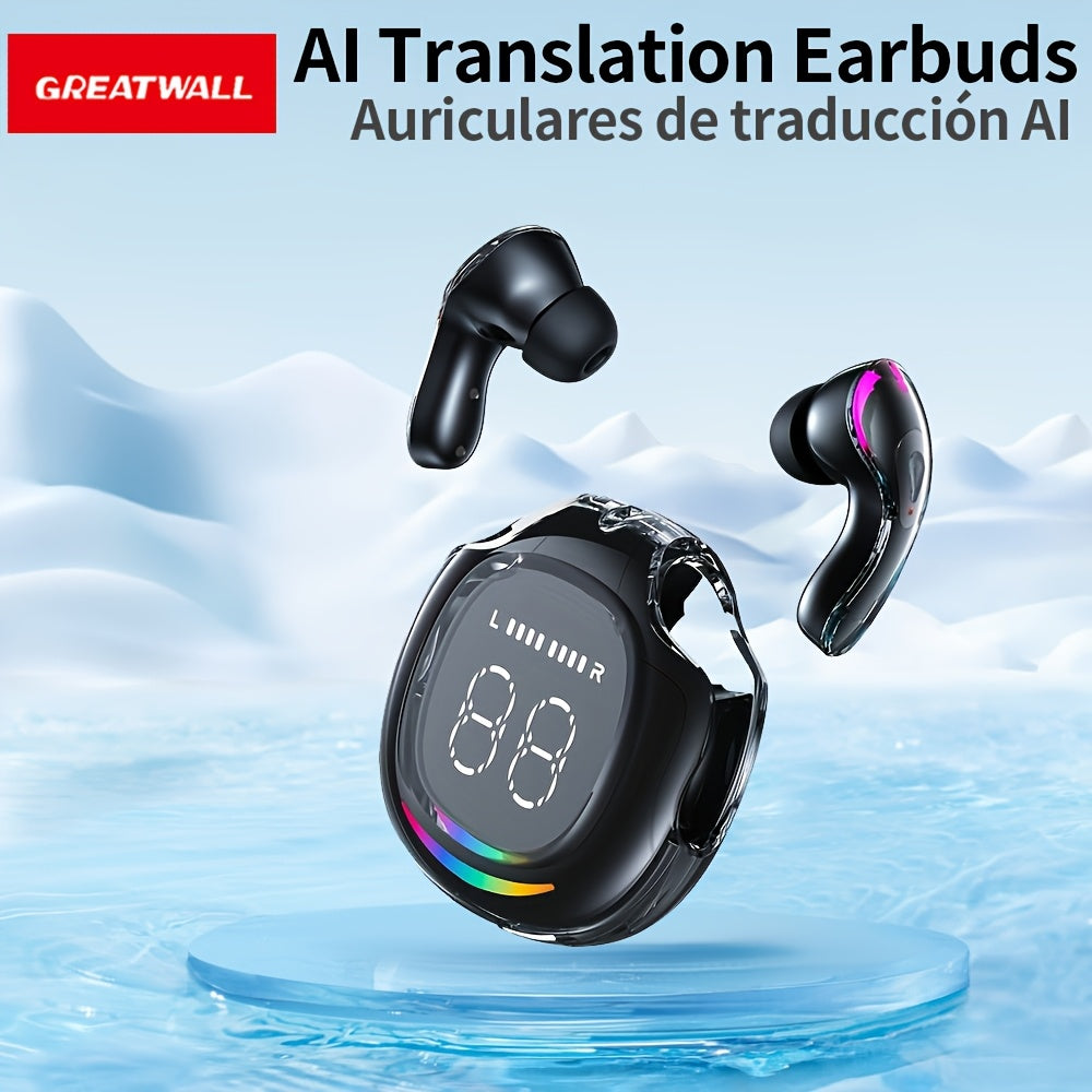 TEMU Greatwall Language Translator Earbuds Supports 144 Languages Real Time High Translation Earbuds Fit Ios & For Travel