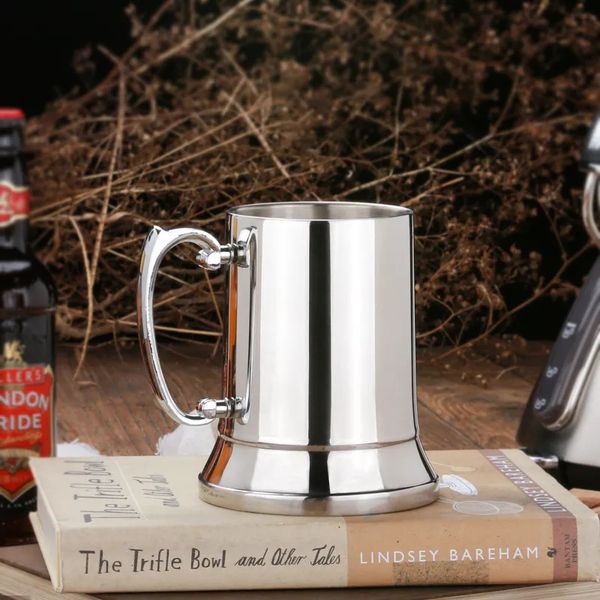 16 oz ounce Double Wall Stainless Steel Tankard Double Wall Beer Mug Cocktail Breakfast Tea Milk Mugs 450ml Handgrip Coffee Cup Bar Tools Dr