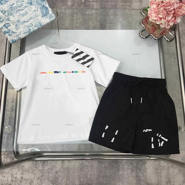 Luxury kids tracksuits Colorful logo printing baby T-shirt set Size 110-160 CM Summer two-piece set boys t shirt and shorts