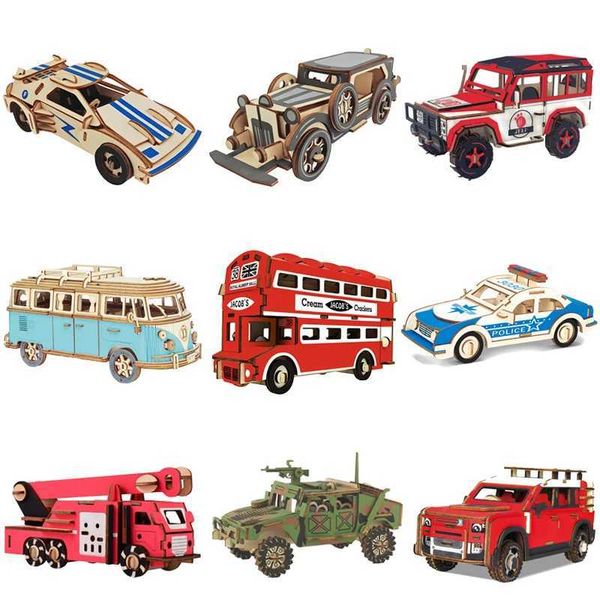 3D Puzzles 3D DIY wooden puzzle toy car series car model set creative assembly education wooden puzzle toy childrens gift Y250112ULEP