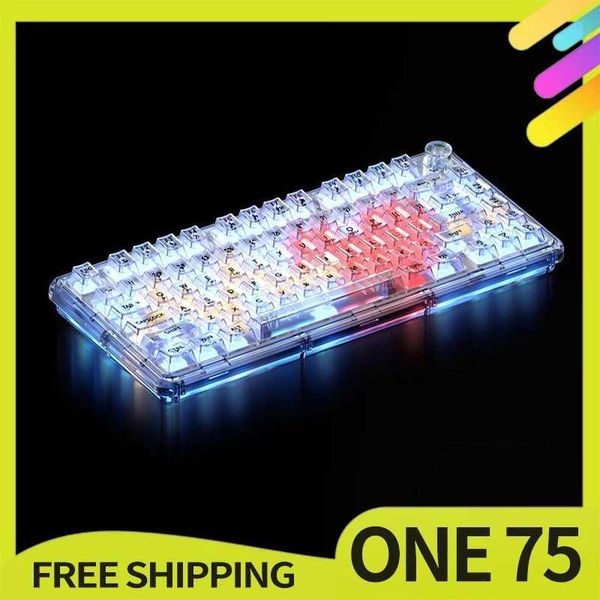 Weikav One 75 Mechanical Keyboard 2.4g Three-Mode Transparent Keyboard 75% Rgb Custom Knob Wireless Keyboard For Computer GiftsCL240709