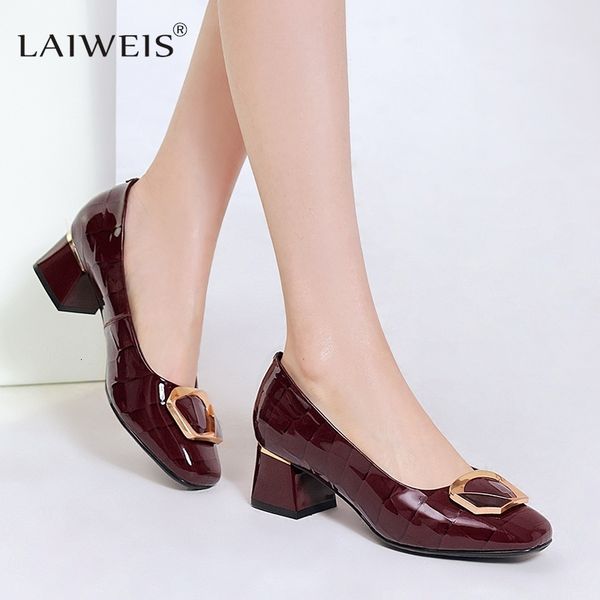 Heels Lolita Shoes Chunky Platform Loafers Heel Genuine Leather Slip On Casual Women Lady Office Shoes Black Heels