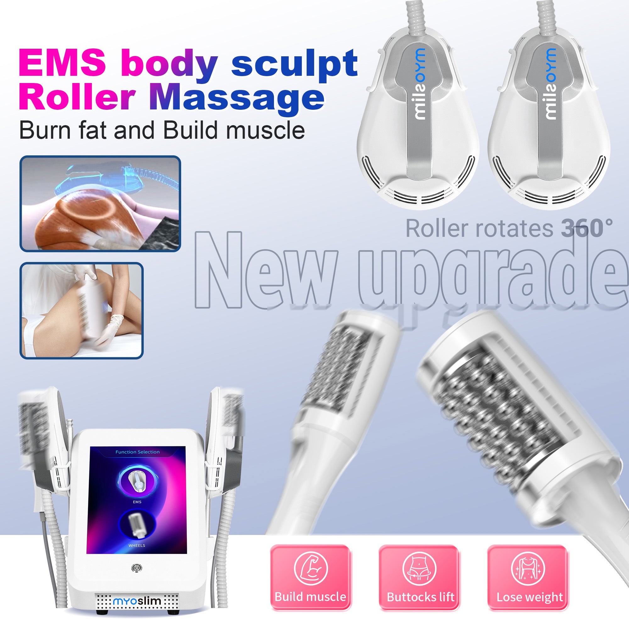 MYOSLIM Vacuum Inner Ball Roller 360 Degree Rolling Cellulite Massage Weights Loss Machine Body Muscle Body Slimming Fat Removal