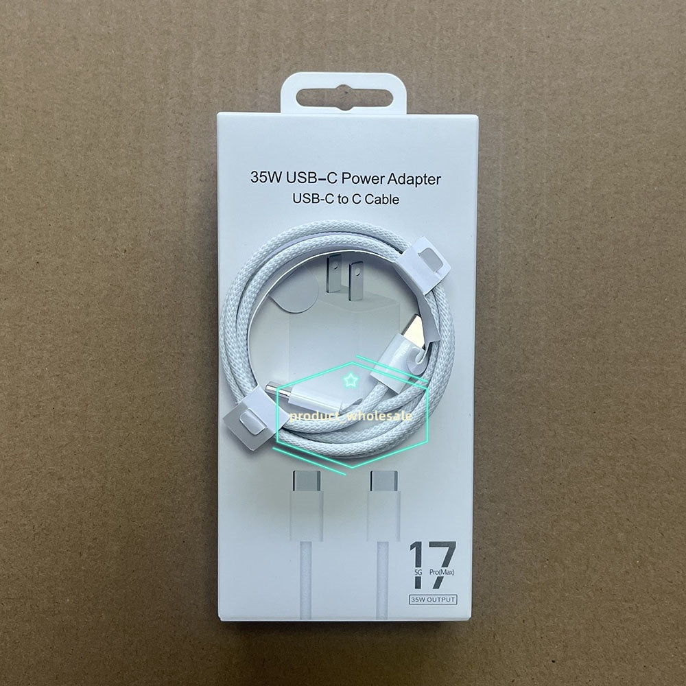 2 in 1 Set 35W 20W PD Type C USB Charger Kit USB C to C Cable Super Fast Charging EU US Plug Adapter Quick iPhone Chargers For iPhone 17 16 15 Pro M