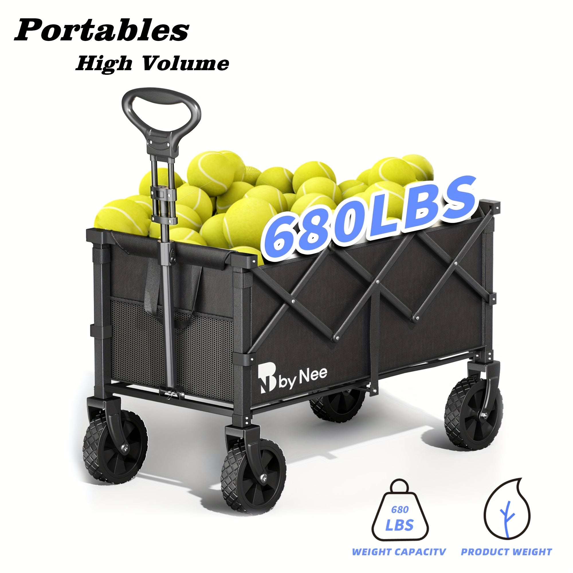 TEMU Heavy Duty Collapsible Cart With All Terrain Tires, Strong Load Bearing, , Track And Field Equipment Transporter, Equipment Transport, .