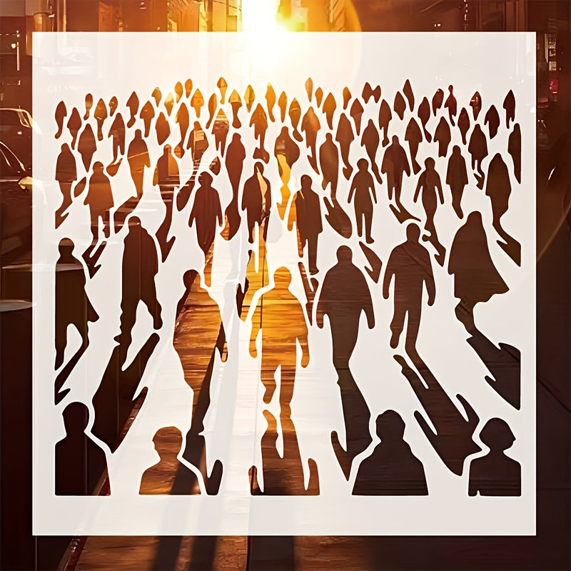 TEMU Cityscape Stencil - 11.8x11.8 Inch Reusable Polyethylene Terephthalate Template For Painting, Drawing, Crafts, Wall Art, Furniture, Canvas - Diy