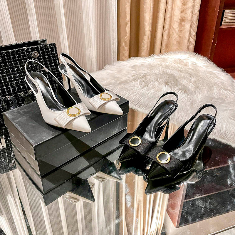 Womens Sandals Designer Ribbon 85 Calfskin Patent Leather Slingback Pumps Extraordinary Summer High Heels Beach Sandal Luxury Women Shoes Heel Size