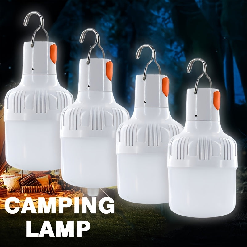 TEMU 1-2-4pcs, Outdoor Usb Rechargeable Light Bulb, Adventure, Picnic, Night Work Light, High Brightness With Hook, Suitable For Reading, Rv, Car,