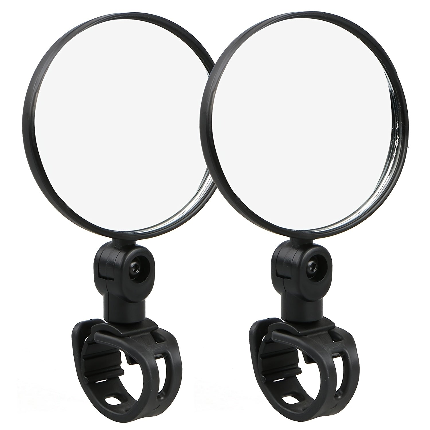 TEMU Clear Adjustable 2pcs Convex Bicycle Rearview Mirrors - 360° Rotation, Black Rubber Round Mirror For Cycling Safety, Mountain & Electric Bikes,