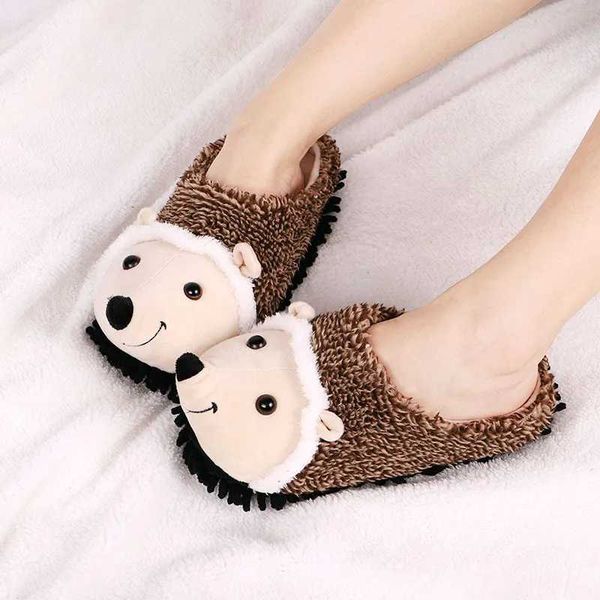 Slippers Washable Hedgehog Slippers Floor Shoes For Women Dust Dirt Hair Mop Slippers for Office Home Mules Womens Winter Room Slipper