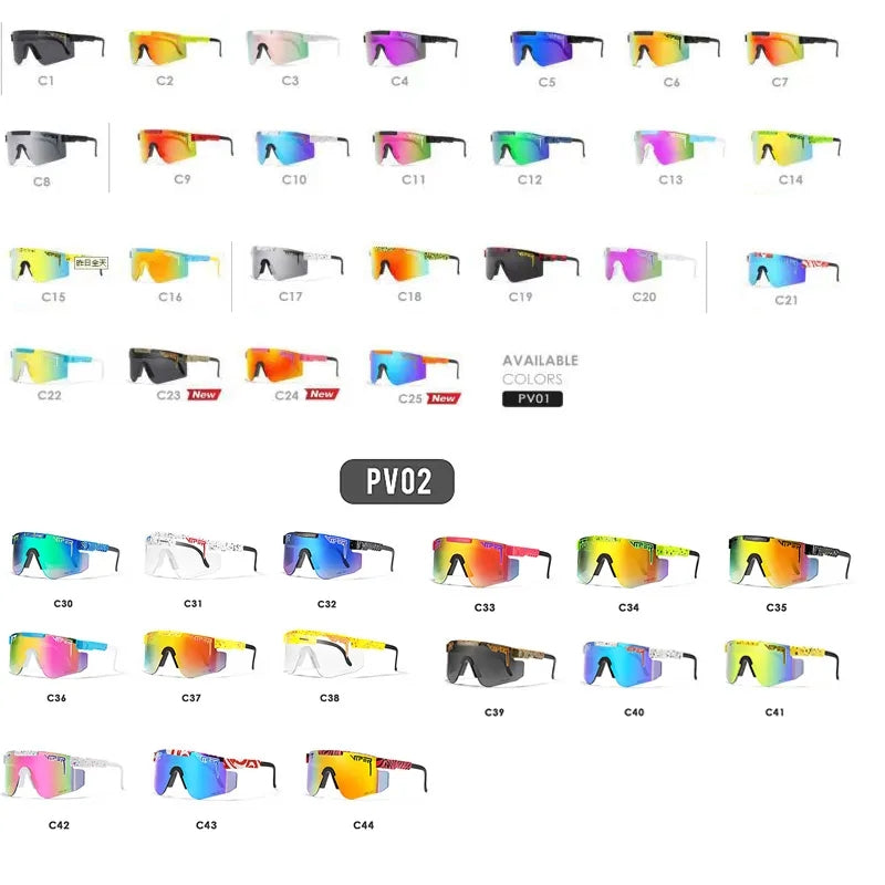 AAAAA 17 colors Original Pits VIPER Sport google TR90 Polarized Sunglasses for men-women Outdoor windproof eyewear 100% UV Mirrored lens gift
