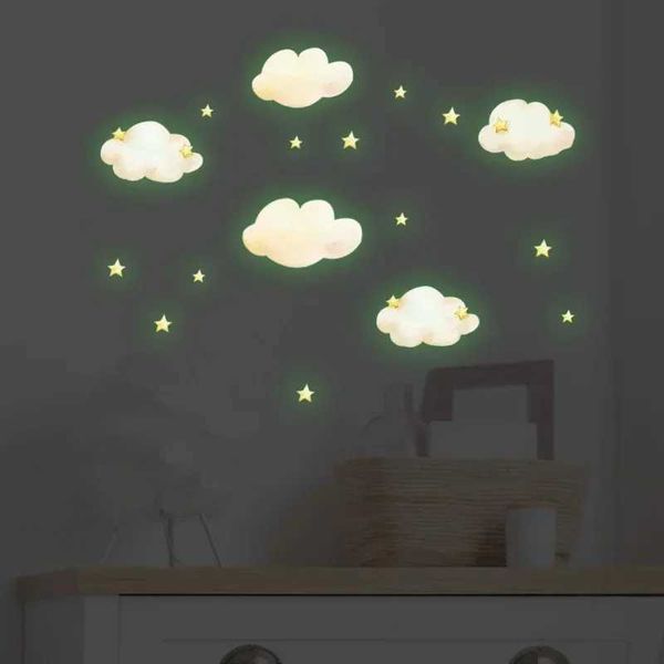 Cartoon Cloud Luminous Stickers Glow in The Dark Stars Wall Stickers for Kids Rooms Bedroom Ceiling Home Decoration Wall Decals Y240730