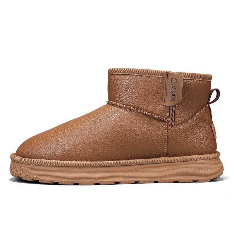 UGC Brand Waterproof Ankle Snow Boots Men Winter Cotton Shoes Plush Fur Snowboots Snowshoe Microfiber Leather Antiskid Outdoor L250905