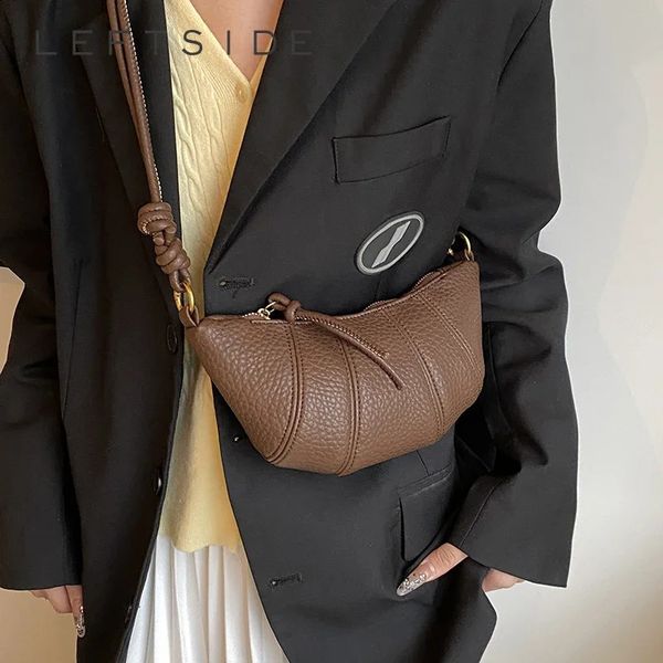 LEFTSIDE Small Splicing Leather Shoulder Bags for Women 2024 Y2K Fashion Trend Retro Crossbody Bag Lady Handbags and Purses 240914