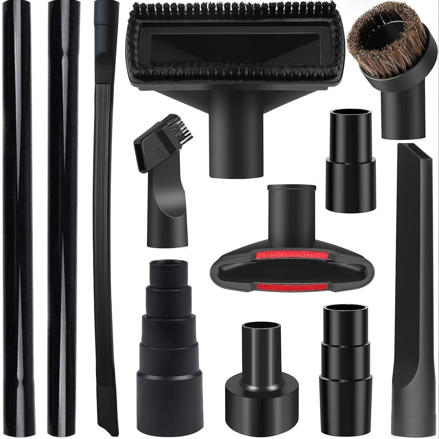 TEMU 12pcs Universal Vacuum Attachment Kit Wet Dry Plastic Vacuum Hose Adapter 1-1-4" Vacuum Cleaners Accessories Hair Brush Extension Wand Flexible