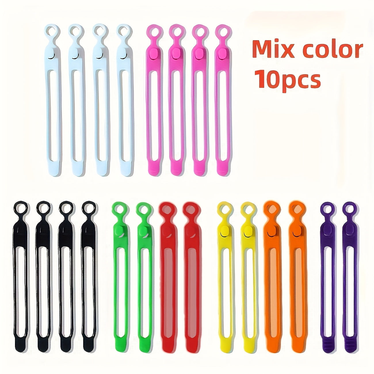 TEMU 60-50-30-20-10pcs Reusable Silicone Cable Ties - Elastic Organizer For Headphones, , Mice & Usb Cables, Travel-friendly Storage Solution With