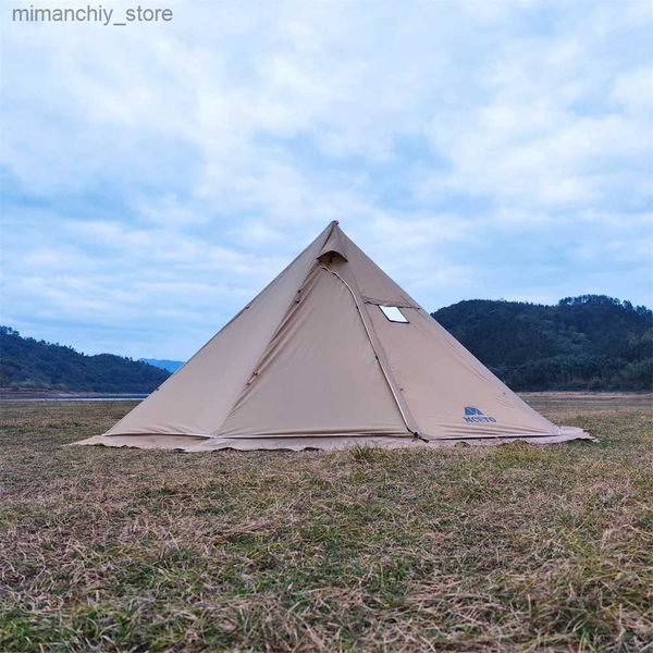 Tents and Shelters Oversized Pyramid Tent with Snow Skirt Chimney Outdoor CamPING Tent Hiking Awnings Shelter Teepee Tipi 5m Q231117