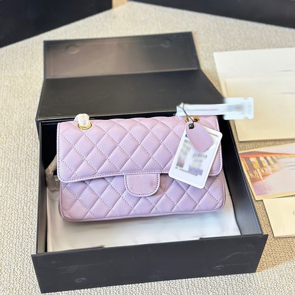 Cf Cowhide Fish Grain Designer Women Shoulder Bag Leather Diamond Gold Silver Hardware Metal Luxury Handbag Matelasse Chain Crossbody Bag Fa