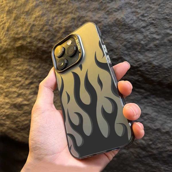 Cellphone Case Fashion Flame Fire phone case suitable for iPhone 15 14 12 16 Pro Max 7 Plus X XR shock resistant electric lens bumper cover