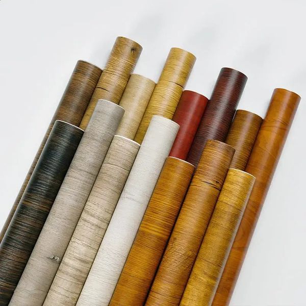 Waterproof Wood Vinyl Wallpaper Roll Self Adhesive Decor Contact Paper Doors Cabinet Desktop Modern Furniture Decorative Sticker 241121