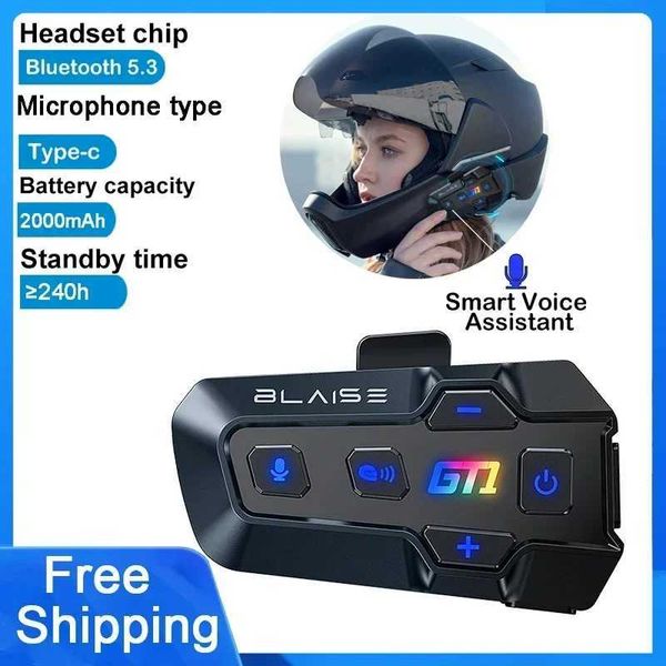 Interphone 2024 New Intercom Motorcycle Helmet Bluetooth Headsets 2 Rider Communication Moto 1km Music Sharing FM Radio Biker Interphone Z24