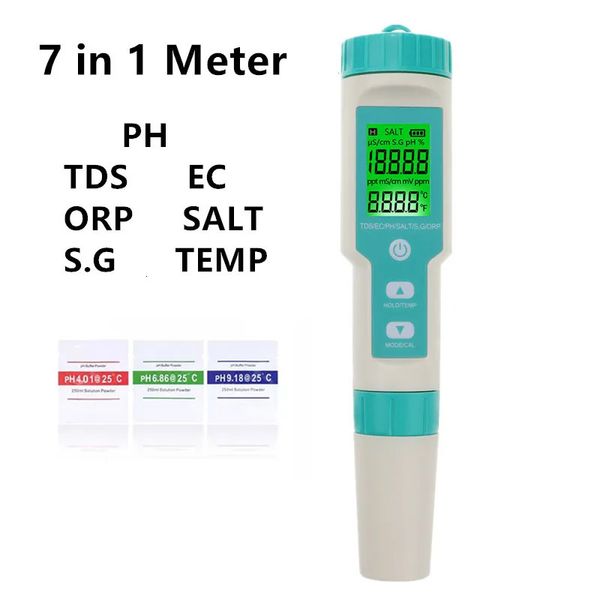 COM-600 7 in 1 PH TDS EC ORP Salinity S. G Temp Meter Water Quality Monitor Tester IP67 for Drinking Water Aquariums PH Meter 240531