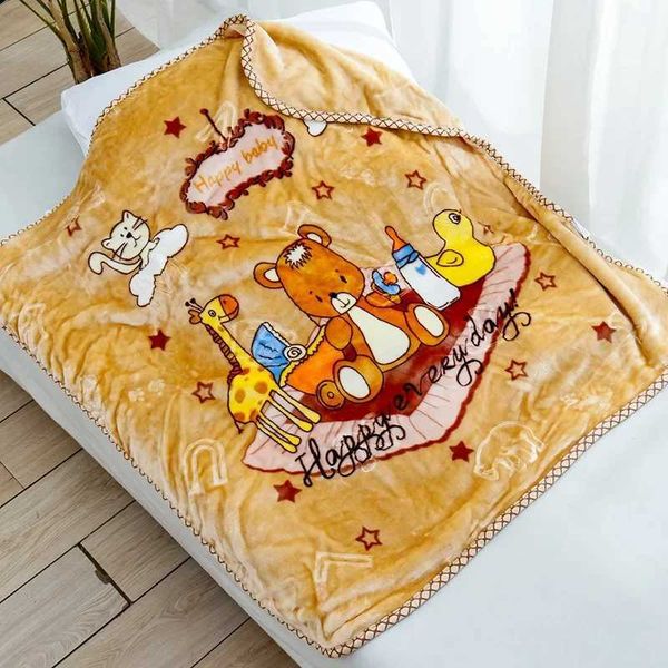 Baby Blanket Children Small Quilt Raschel Cartoon Baby Cloud Blanket Soft Warm Double Layer Coral Velvet Baby Nap Blanket PlaidC241231