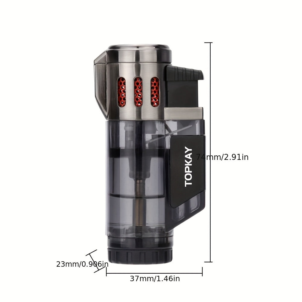 TEMU Jobon Triple Jet Flame Butane , Windproof Metal Gas Refillable Ignition Gun For Candles, Wood Chips, Charcoal Bbq, Portable With Gas Tank