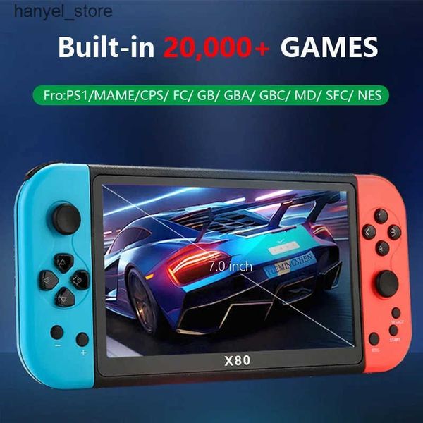 Portable Game Players X80 Retro Handheld Game Console 7-inch Screen Portable Video Game Console HD TV Output Arcade Game Console Birthday Ch