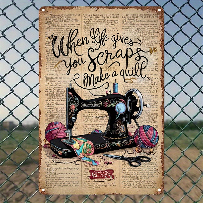 TEMU 1pc Vintage Sewing Machine Metal Sign, Iron Wall Decoration, Measuring 11x14 Inches, Waterproof, Pre-drilled, High-definition Prinlrong,