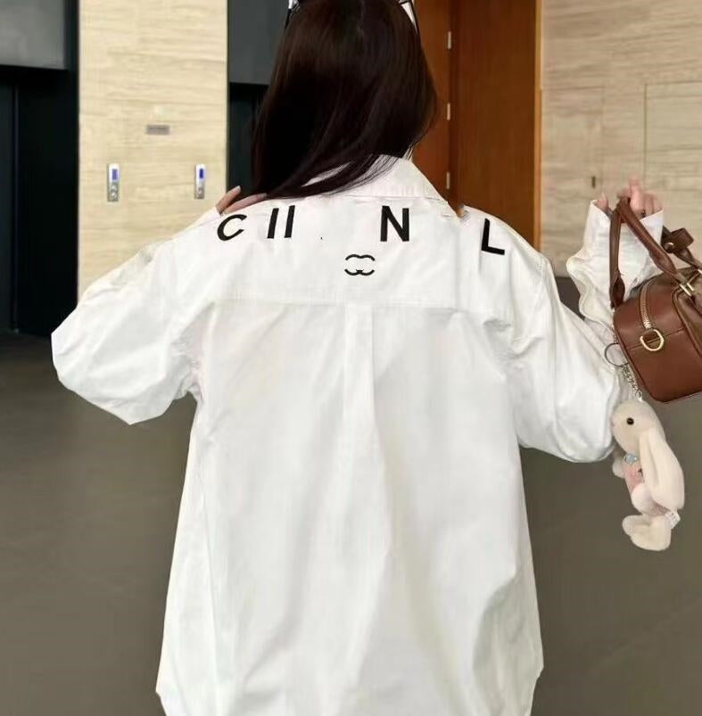 Women Shirts Print black White Blouses Designer Shirt Tops Streetwear Casual loose luxury Shirts women Clothes plus size