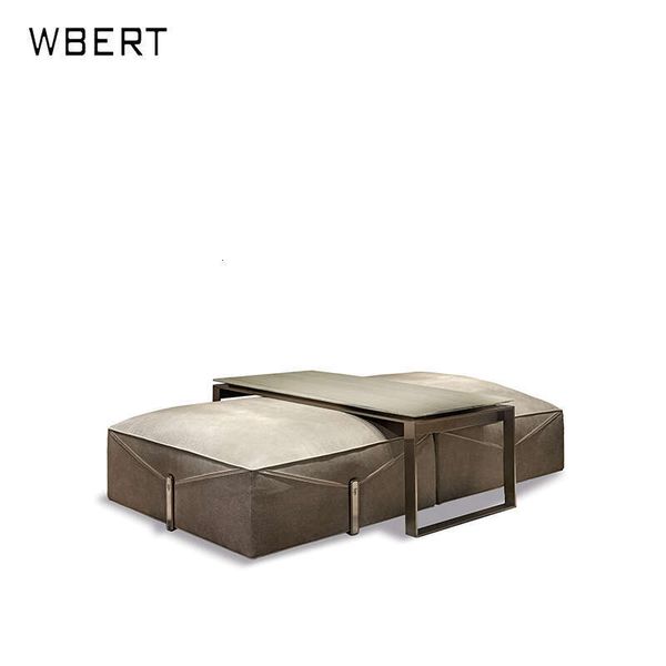 WBERT Simple living size Hong Kong model room sofa new light leather furniture combination custom assembly