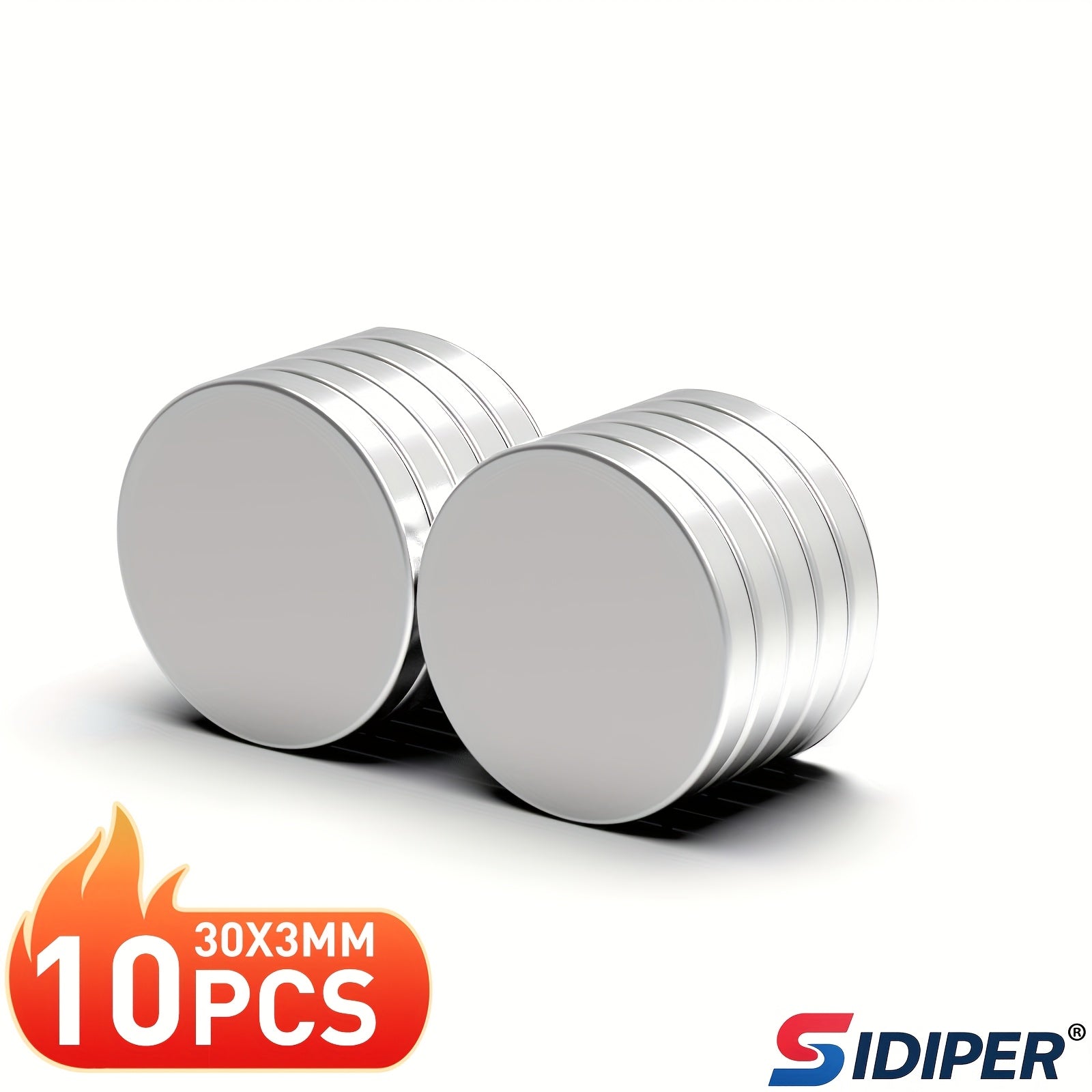 TEMU Sidiper 30x3mm Magnets, Round N22 Permanent Magnetic, Refrigerator Magnets For Whiteboards, Suitable For Home, Kitchen-10pcs
