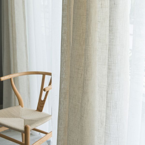Sheer Curtains Modern Japanese style linen curtain Thicken gauze contracted bedroom wave window balcony shading screen 230711
