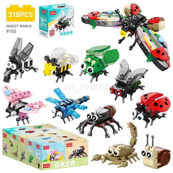 Building block 10 In 1 Ci Creativi Insect Bees Dragoies Ants Mantis Ladybugs Snails Model Building Blocks Bricks Toys For Gift Z250207
