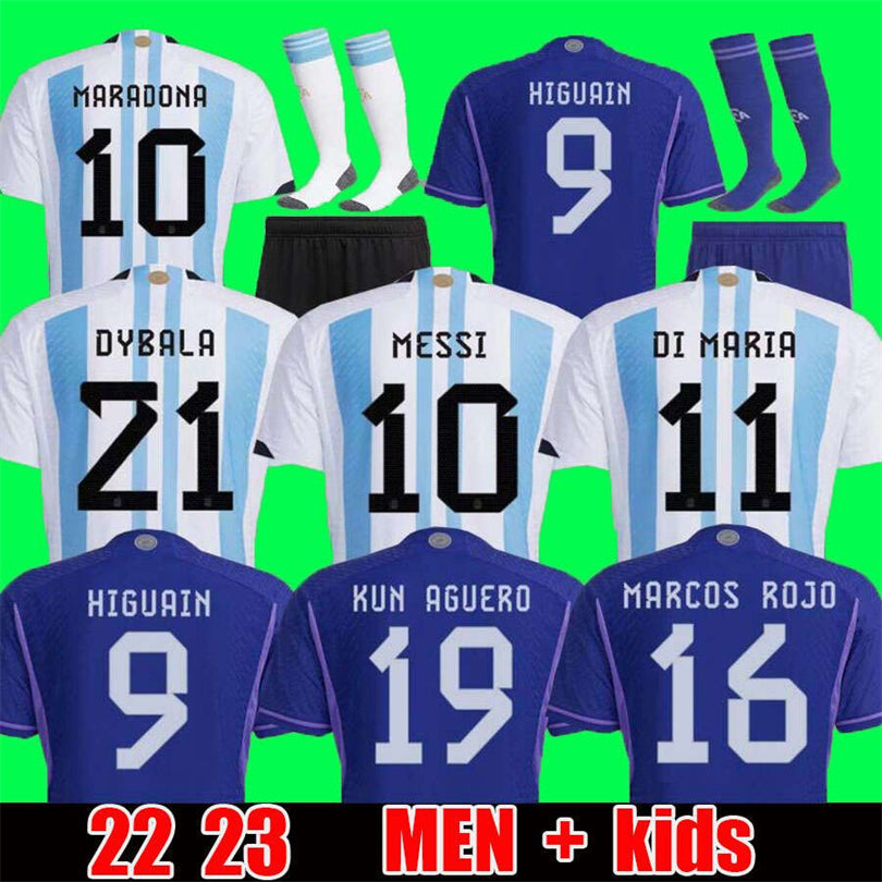 2022 World Cup Player Fans Soccer Jersey Finalissima Special DI MARIA Football Shirts DYBALA LO CELSO MARADONA Men and Kids kit National Team