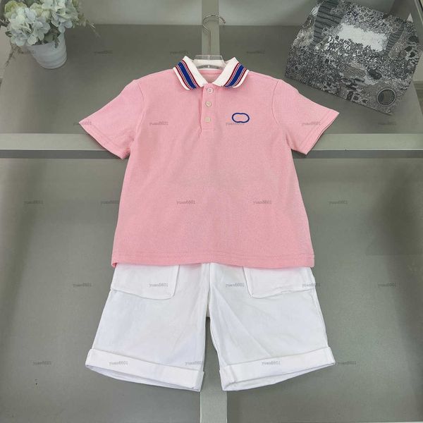 Popular baby Short sleeved suit Multi-color option boys T-shirt set designer kids clothes Lovely pink POLO shirt and shorts