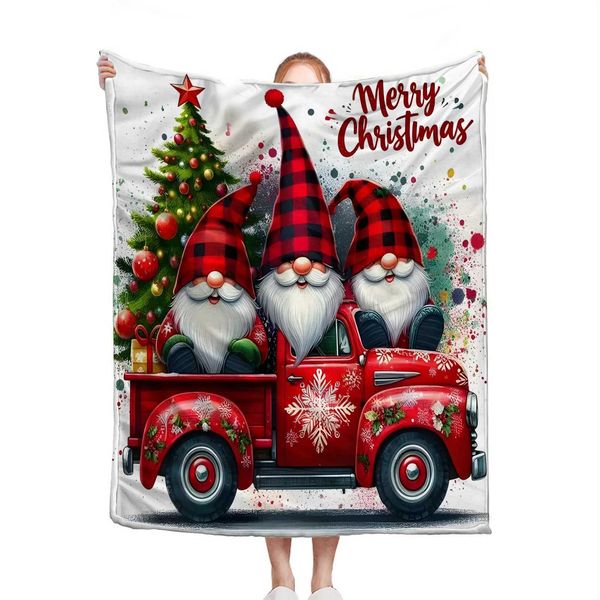 Christmas Truck Microfiber Blanket Super Soft Throw Blanket For Bed Bedspread Sofa Decorative Camping Picnic Winter Warm BlanketXJ241210