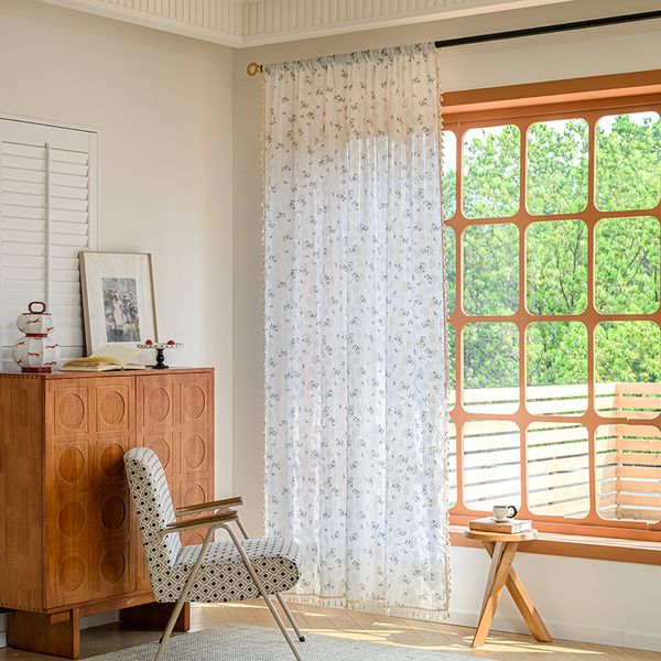 B415 Daisy Printed Cotton Curtain with Partial Light Blocking & Smooth Finish
