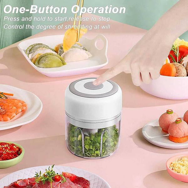 100-250mL Mini Electric Garlic Chopper Vegetable Chili Meat Ginger Masher Durable USB Charging Blender Kitchen M240830