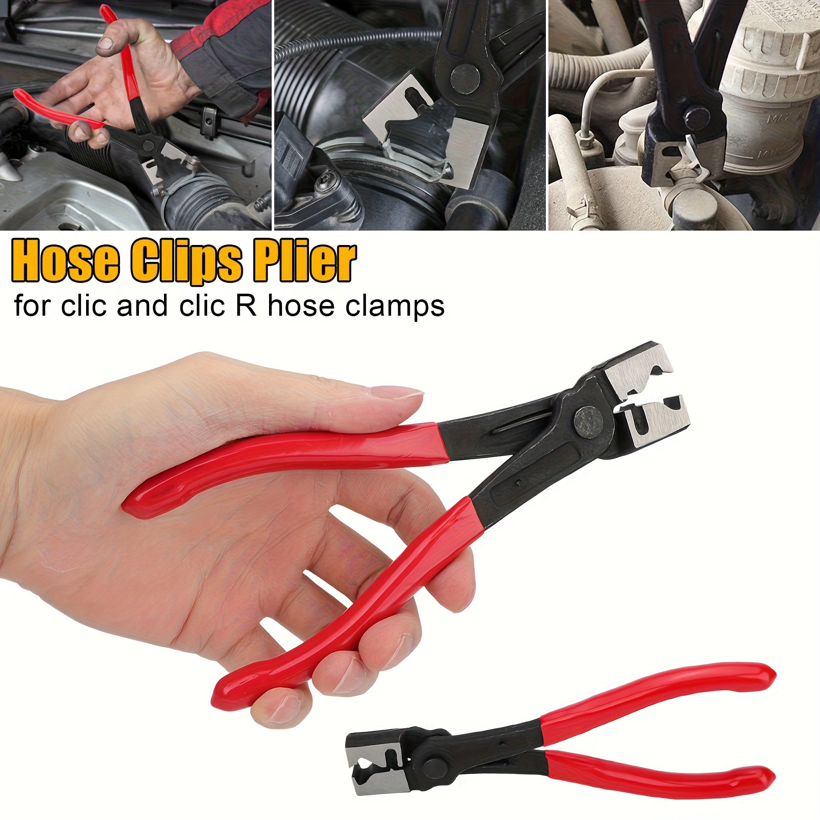 TEMU 7in -r Type Hose Clamp Plier, Cv Boot Clamp Snap Pliers, Heavy-duty Metal For Car Water Air Conditioner Pipe Repair