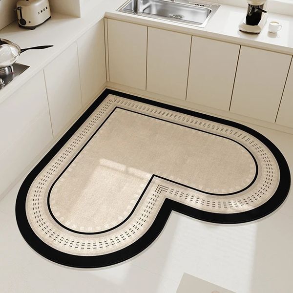 Heart shaped kitchen floor mat Diatomaceous Mud Absorbent Foot mat self-cleaning mat anti slip and oil resistant special carpet 240823