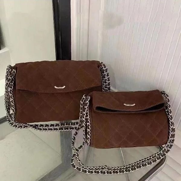 Luxury Designer Brown Suede Nubuck Rubbed Jumbo Hobo Shoulder Bags Silver Metal Hardware Handbag Outdoor Sacoche Pocket Vintage Underarm Pur