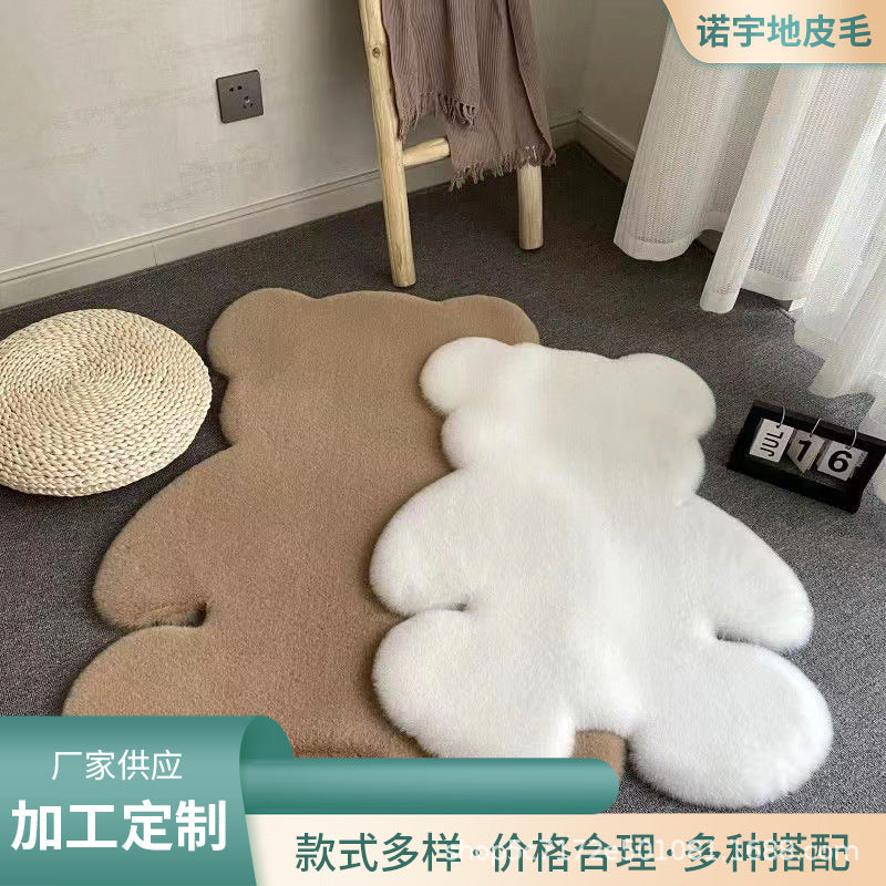 Imitation rabbit fur living room teddy bear carpet bedroom bedside children&#039;s room sofa irregular floor mat dining room balcony carpet