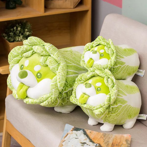 Arrive Vegetable Green Dog Plush Toy Japanese Cabbage Dog Stuffed Animals Soft Doll Shiba Inu Pillow Baby Kids Toys Gift X250110