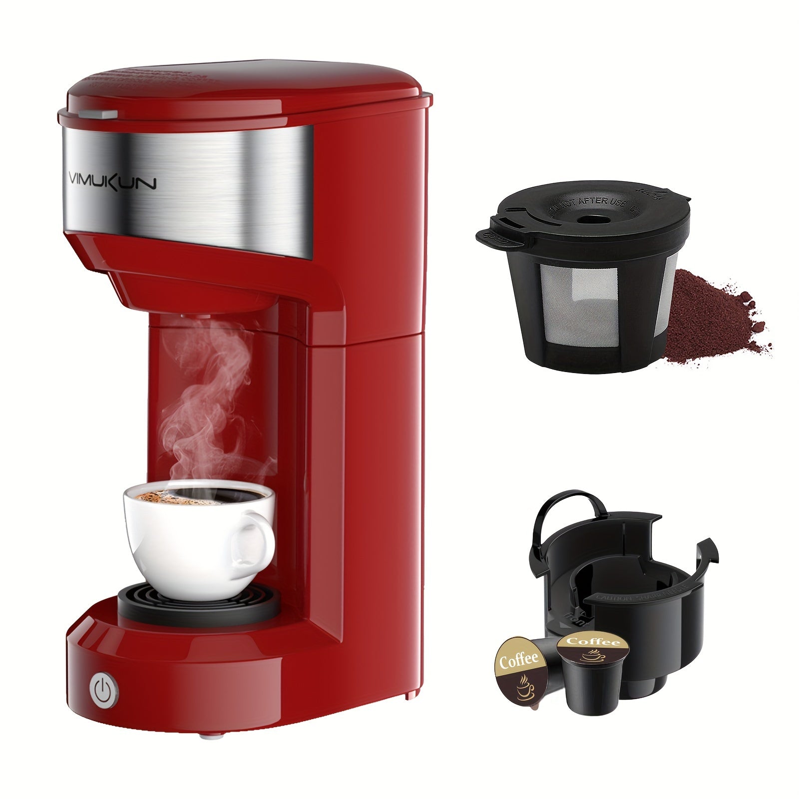 TEMU Single Serve Coffee Maker Coffee -cup Single Cup Capsule And Ground Coffee Single Cup Coffee Maker With 6 To 14oz Reservoir Small Size